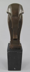 Casa Padrino figurine décorative en bronze de luxe chouette sur socle en marbre bronze / noir 7 x 7 x H. 33 cm - Sculpture décorative en bronze - Décoration de bureau - Accessoires de luxe
