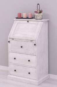 Casa Padrino Landhausstil Sekretär Kommode Hellgrau 65 x 45 x H. 110 cm - Massivholz Schrank mit 5 Schubladen - Massivholz Möbel - Landhausstil Möbel