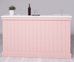 Casa Padrino barra de bar de estilo campestre rosa / blanco 180 x 51 x A. 107 cm - Barra de bar de madera maciza - Muebles de bar de madera maciza - Muebles de bar en estilo campestre