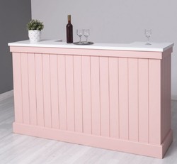 Casa Padrino barra de bar de estilo campestre rosa / blanco 180 x 51 x A. 107 cm - Barra de bar de madera maciza - Muebles de bar de madera maciza - Muebles de bar en estilo campestre