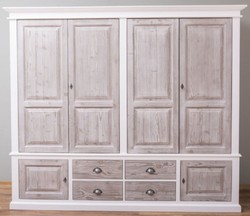 Landhausstil Massivholz Schlafzimmerschrank Kleiderschrank Weiß Naturfarben Country Style Solid Wood Bedroom Cabinet Wardrobe White Natural