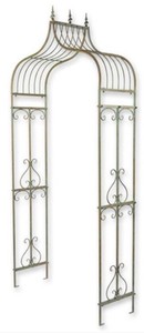 Casa Padrino arco de rosas Art Nouveau verde antiguo 117 x 40 x A. 242 cm - Arco de flores de metal - Arco de plantas nostálgicas - Accesorios de Decoración de Jardín Barroco y Art Nouveau