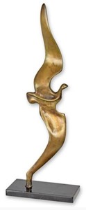 Casa Padrino escultura decorativa de bronce de lujo pájaro bronce / negro 20 x 12,2 x A. 53,5 cm - Figura decorativa abstracta de bronce con base de mármol - Accesorios decorativos de lujo