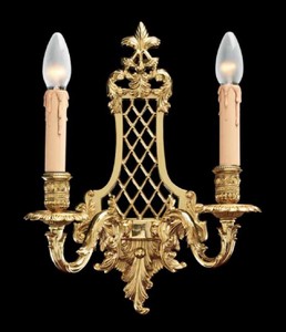 Casa Padrino applique murale double baroque de luxe or français 30 x 18 x H. 42 cm - Magnifique applique de style baroque - Luminaires baroques - Qualité de luxe - Fabriquée en Italie