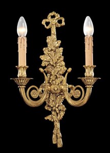 Casa Padrino applique murale double baroque de luxe or français 32 x 15 x H. 50 cm - Magnifique applique de style baroque - Luminaires baroques - Qualité de luxe - Fabriquée en Italie
