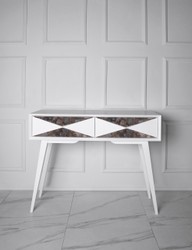 Casa Padrino Luxury Console Matt White / Antique Silver 100 x 35 x H. 80 cm - Mirrored Solid Wood Console Table with 2 Drawers - Luxury Furniture - Luxury Furnishings