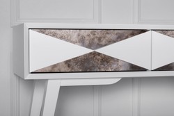 Casa Padrino Luxury Console Matt White / Antique Silver 100 x 35 x H. 80 cm - Mirrored Solid Wood Console Table with 2 Drawers - Luxury Furniture - Luxury Furnishings