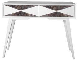 Casa Padrino Luxury Console Matt White / Antique Silver 100 x 35 x H. 80 cm - Mirrored Solid Wood Console Table with 2 Drawers - Luxury Furniture - Luxury Furnishings
