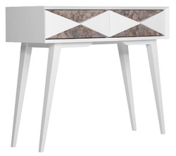 Casa Padrino Luxury Console Matt White / Antique Silver 100 x 35 x H. 80 cm - Mirrored Solid Wood Console Table with 2 Drawers - Luxury Furniture - Luxury Furnishings