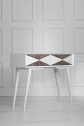 Casa Padrino Luxury Console Matt White / Antique Silver 100 x 35 x H. 80 cm - Mirrored Solid Wood Console Table with 2 Drawers - Luxury Furniture - Luxury Furnishings