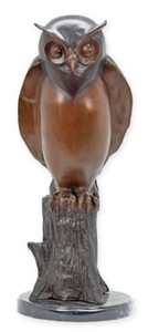 Casa Padrino figura decorativa de bronce de lujo búho marrón / gris / negro 21 x 20 x A. 50 cm - Escultura decorativa de bronce - Decoración escritorio - Accesorios decorativos de lujo