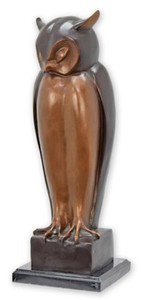 Casa Padrino figura decorativa de bronce de lujo búho bronce / negro 18 x 18 x A. 52 cm - Escultura decorativa de bronce - Decoración escritorio - Accesorios decorativos de lujo