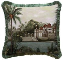 Luxus Designer Deko Kissen Palast Mehrfarbig Grün Luxury Designer Decorative Pillow Palace Multicolored Green