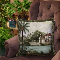 Luxus Designer Deko Kissen Palast Mehrfarbig Grün Luxury Designer Decorative Pillow Palace Multicolored Green