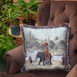 Luxus Designer Deko Kissen Palast Mehrfarbig Grau Luxury Designer Decorative Pillow Palace Multicolored Gray