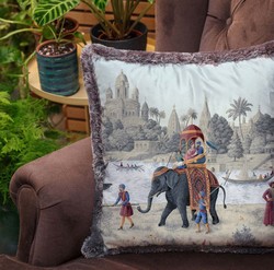 Luxus Designer Deko Kissen Palast Mehrfarbig Grau Luxury Designer Decorative Pillow Palace Multicolored Gray