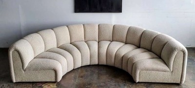 Casa Padrino luxury sofa beige 330 x 170 x H. 76 cm - Curved living room sofa - Semi circular sofa - Living room furniture - Hotel furniture - Luxury furniture - Luxury furnishings