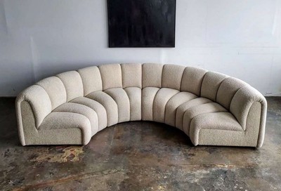 Casa Padrino Luxus Sofa Beige 330 x 170 x H. 76 cm - Gebogenes Wohnzimmer Sofa - Halbrundes Sofa - Wohnzimmer Möbel - Hotel Möbel - Luxus Möbel - Luxus Einrichtung - Wohnzimmer Einrichtung