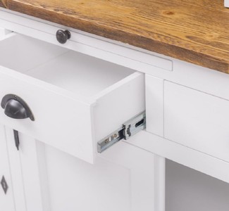 Casa Padrino Landhausstil Esszimmerschrank Weiß / Braun 137 x 50 x H. 197 cm - Massivholz Küchenschrank - Esszimmer Möbel im Landhausstil - Landhausstil Esszimmer Einrichtung