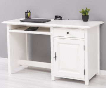 Casa Padrino scrivania in stile country bianco 130 x 60 x A. 78 cm - Segretaria in legno massello stile country - Mobile per ufficio - Mobile in stile country
