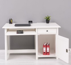 Casa Padrino bureau de style campagnard blanc 130 x 60 x H. 78 cm - Secrétaire en bois massif de style campagnard - Meuble de bureau - Meuble de style campagnard