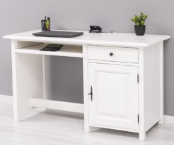 Casa Padrino bureau de style campagnard blanc 130 x 60 x H. 78 cm - Secrétaire en bois massif de style campagnard - Meuble de bureau - Meuble de style campagnard
