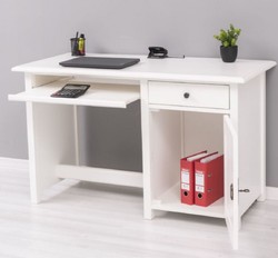 Casa Padrino bureau de style campagnard blanc 130 x 60 x H. 78 cm - Secrétaire en bois massif de style campagnard - Meuble de bureau - Meuble de style campagnard