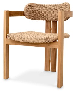 Casa Padrino sedia da pranzo di lusso in teak con braccioli naturale 60 x 53 x A. 77 cm - Sedia da giardino - Sedia da patio - Mobili da giardino - Mobili da pranzo - Mobili di lusso
