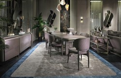 Luxus Esszimmer Set Esstisch und 6 Stühle Grau Silber Luxury Dining Room Set Dining Table and 6 Chairs Gray Silver