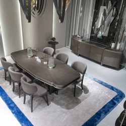 Casa Padrino buffet de luxe gris / argent 250 x 50 x H. 86 cm - Armoire en bois massif avec 4 portes et dessus en verre - Meuble de luxe - Meuble d'hôtel - Ameublement de luxe