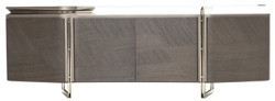 Casa Padrino buffet de luxe gris / argent 250 x 50 x H. 86 cm - Armoire en bois massif avec 4 portes et dessus en verre - Meuble de luxe - Meuble d'hôtel - Ameublement de luxe