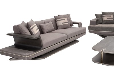 Casa Padrino Luxus Sofa Grau / Silber 290 x 94 x H. 76 cm - Wohnzimmer Sofa - Hotel Sofa - Wohnzimmer Möbel - Wohnzimmer Einrichtung - Hotel Möbel - Luxus Möbel - Luxus Einrichtung