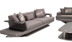 Casa Padrino luxury sofa gray / silver 290 x 94 x H. 76 cm - Living room sofa - Hotel sofa - Living room furniture - Living room furnishings - Hotel furniture - Luxury furniture