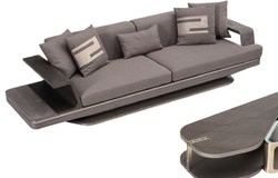 Casa Padrino luxury sofa gray / silver 290 x 94 x H. 76 cm - Living room sofa - Hotel sofa - Living room furniture - Living room furnishings - Hotel furniture - Luxury furniture