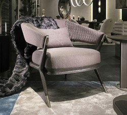 Casa Padrino poltrona di lusso grigio / argento 76 x 82 x A. 81 cm - Poltrona soggiorno - Poltrona hotel - Mobile soggiorno - Mobile hotel - Mobile di lusso - Arredamento di lusso