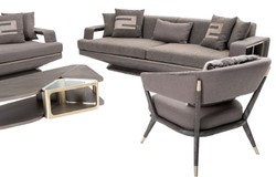 Casa Padrino poltrona di lusso grigio / argento 76 x 82 x A. 81 cm - Poltrona soggiorno - Poltrona hotel - Mobile soggiorno - Mobile hotel - Mobile di lusso - Arredamento di lusso