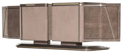 Casa Padrino luxury sideboard gray / gold 251 x 50 x H. 86 cm - Solid wood cabinet with 4 doors - Luxury furniture - Hotel furniture - Luxury furnishings