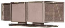 Casa Padrino credenza di lusso grigio / oro 251 x 50 x A. 86 cm - Armadio in legno massello con 4 ante - Mobile di lusso - Mobile hotel - Arredamento di lusso