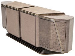 Casa Padrino credenza di lusso grigio / oro 251 x 50 x A. 86 cm - Armadio in legno massello con 4 ante - Mobile di lusso - Mobile hotel - Arredamento di lusso