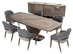 Luxus Massivholz Esstisch Küchentisch Grau Gold Luxury Solid Wood Dining Table Kitchen Table Gray Gold