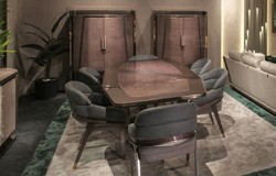 Luxus Massivholz Esstisch Küchentisch Grau Gold Luxury Solid Wood Dining Table Kitchen Table Gray Gold