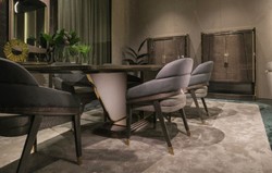Luxus Massivholz Esstisch Küchentisch Grau Gold Luxury Solid Wood Dining Table Kitchen Table Gray Gold