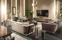 Luxus Wohnzimmer Hotel Sofa Creme Grau Gold Luxury Living Room Hotel Sofa Cream Gray Gold