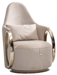 Casa Padrino luxury armchair cream / gray / gold 72 x 90 x H. 105 cm - Living room armchair - Hotel armchair - Living room furniture - Hotel furniture - Luxury furniture