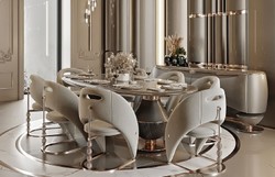 Casa Padrino conjunto de comedor de lujo gris / gris oscuro / cobre - 1 Mesa de comedor de lujo y 8 Sillas de comedor de lujo - Muebles de comedor - Muebles de lujo - Interiores de lujo