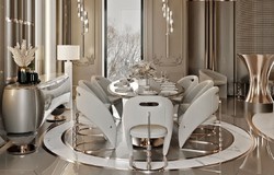 Casa Padrino luxury sideboard silver gray / copper 234.1 x 52.2 x H. 85.3 cm - Solid wood cabinet with 4 doors - Luxury furniture - Hotel furniture - Luxury furnishings