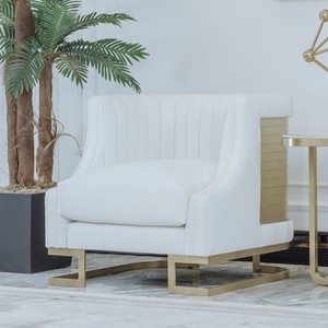 Casa Padrino luxury armchair white / gold 80 x 87 x H. 77 cm - Living room armchair - Hotel armchair - Living room furniture - Hotel furniture - Luxury furniture