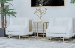 Casa Padrino poltrona di lusso bianco / oro 80 x 87 x A. 77 cm - Poltrona soggiorno - Poltrona hotel - Mobile soggiorno - Mobile hotel - Mobile di lusso - Arredamento di lusso