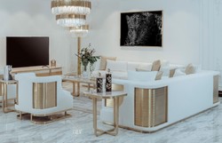 Luxus Wohnzimmer Hotel Sofa Weiß Gold Luxury Living Room Hotel Sofa White Gold