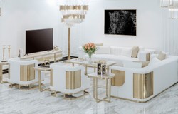Luxus Wohnzimmer Hotel Sofa Weiß Gold Luxury Living Room Hotel Sofa White Gold